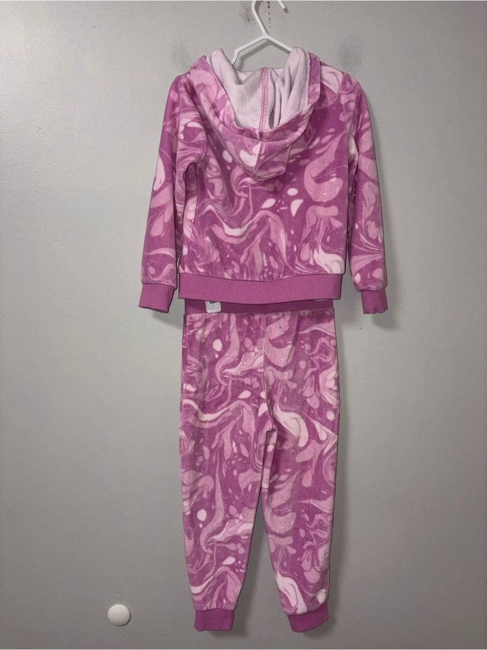 Juicy Couture Pink White Marble Swirl Velour Track Set Jacket & Joggers 4T